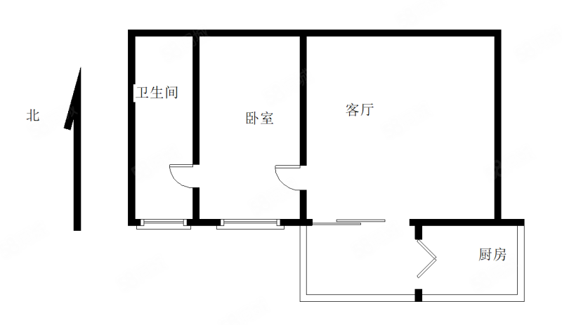 华森公园首府1室1厅1卫50.17㎡南93万