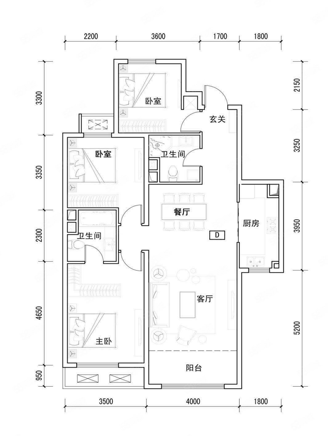 【10图】孔雀城,d户型 128平115万 老证 配合贷款,任丘孔雀城-沧州58