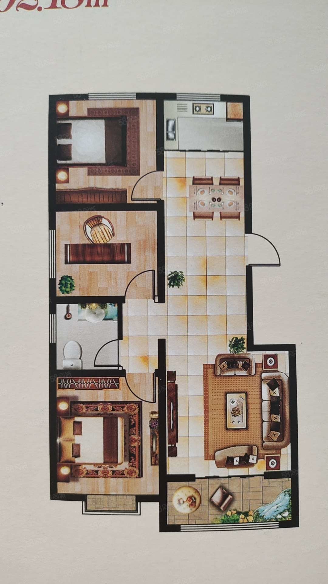 凤鸣新城3室2厅1卫106㎡南北39万