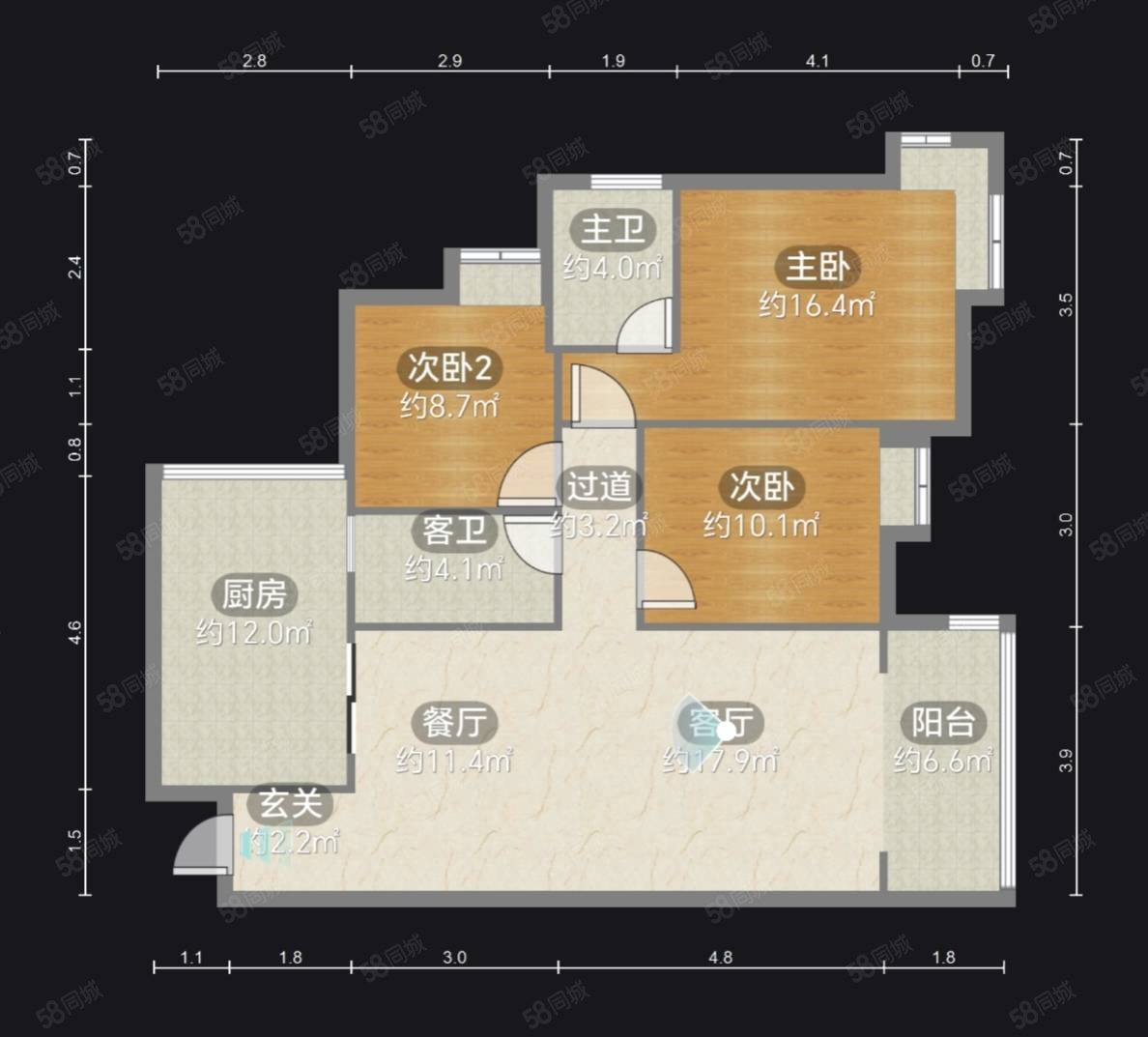 丽阳名居C区3室2厅2卫120㎡西南62万