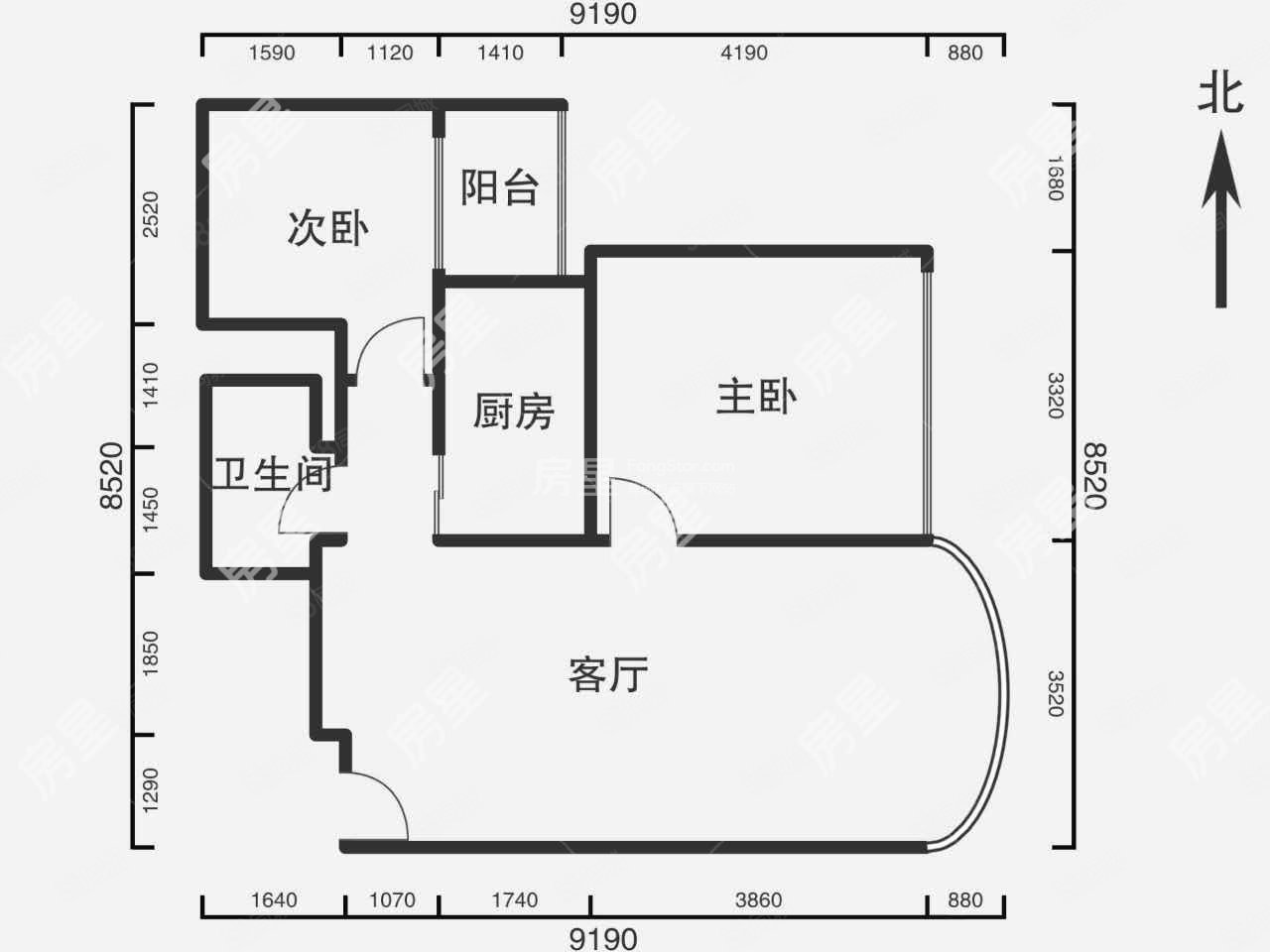 泰旸新城2室2厅1卫67.78㎡东北74万