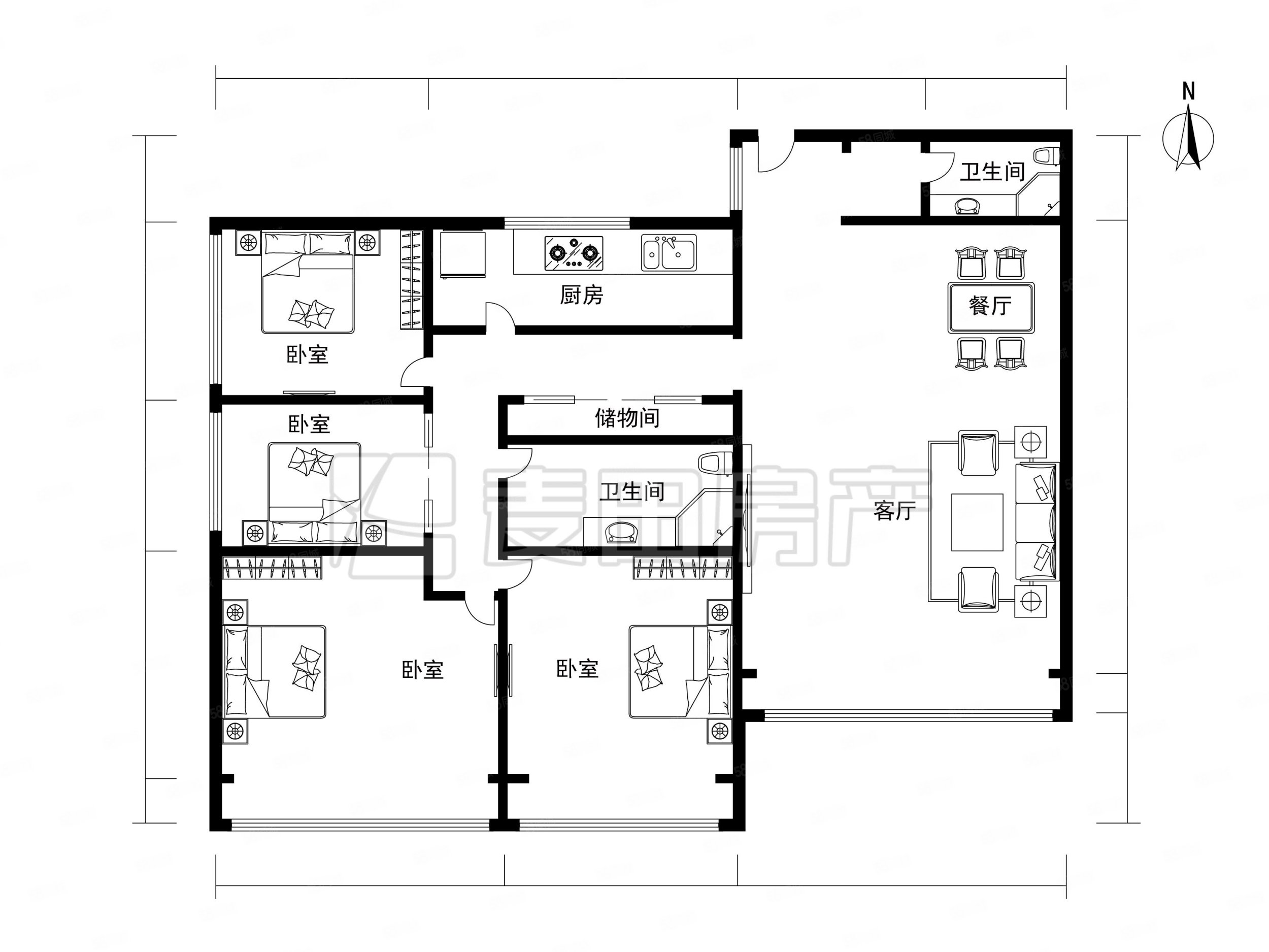 白橋苑4室2廳2衛(wèi)176.08㎡西南1100萬