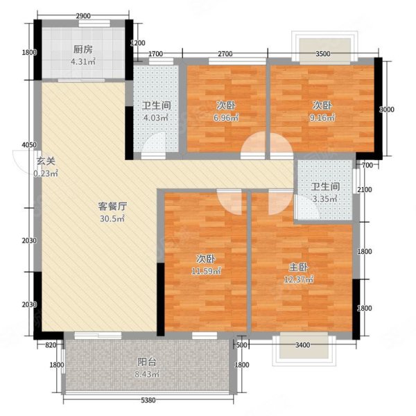 华盈壹品江山4室2厅2卫132㎡东91万