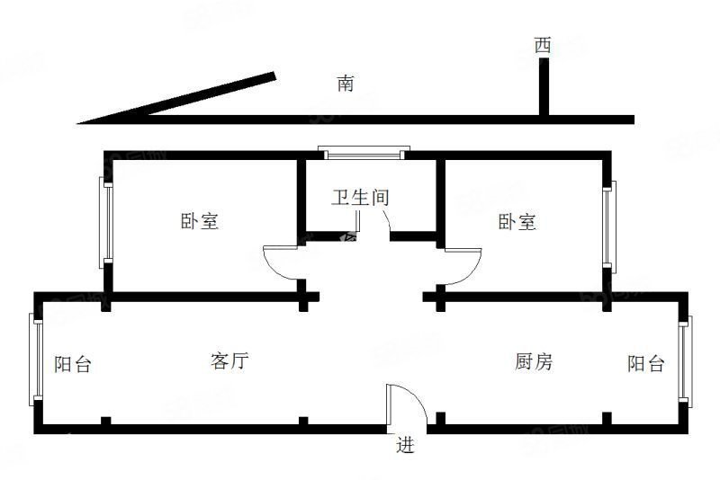 龙庆望都佳园2室1厅1卫88.89㎡南北98万