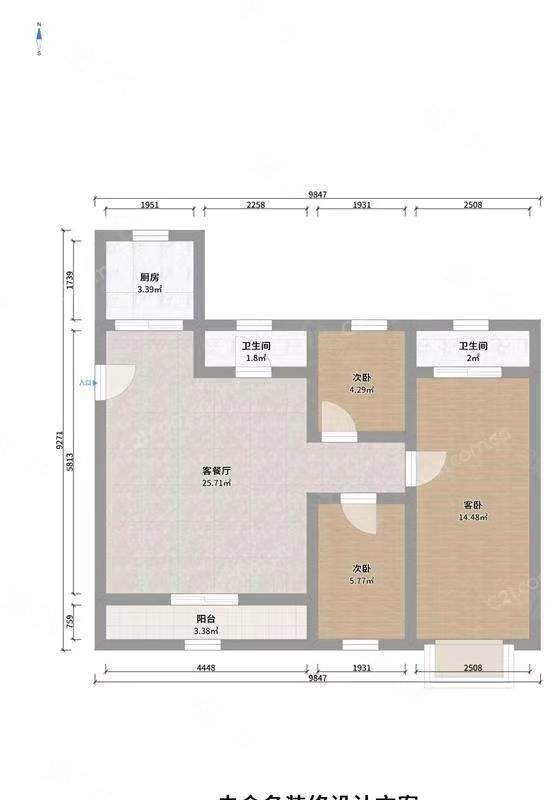 景广嘉园3室2厅2卫105㎡南北166万