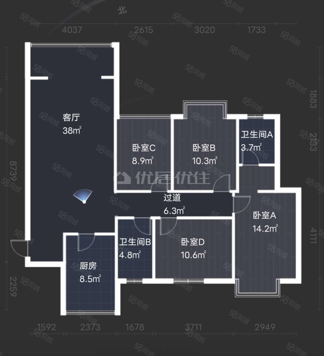 睿力上城4室2厅2卫124.28㎡南北225万