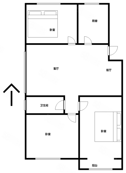 香梅华府A区3室2厅1卫94㎡南北95万