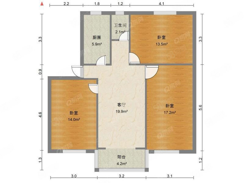 王大郢新村3室2厅1卫81.51㎡南北85万