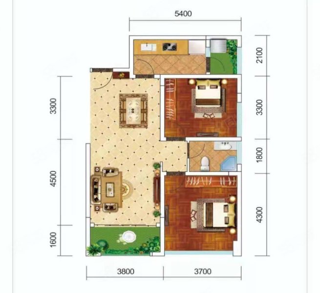 城关花园(B区)2室2厅1卫131㎡南北155万