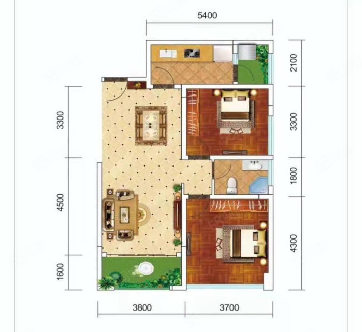 城关花园(B区)2室2厅1卫131㎡南北155万