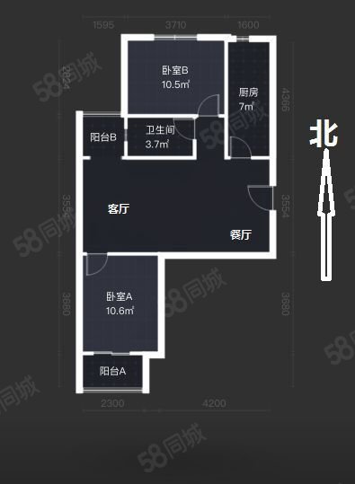 玉滨庭院2室2厅1卫90.74㎡南北99万