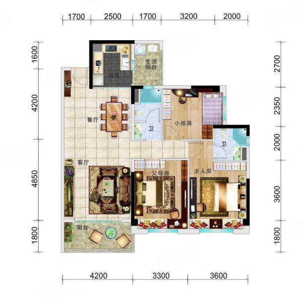 碧桂园滨江府3室2厅2卫119㎡南北108万