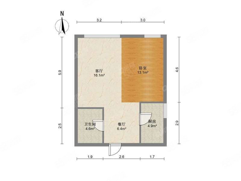 富世广场2室1厅1卫63㎡北135万