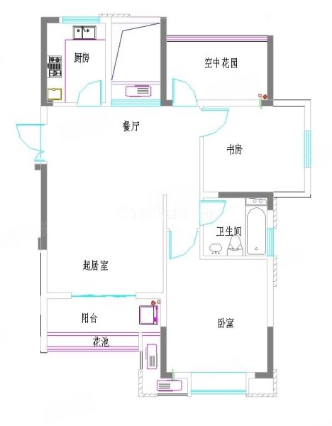 长楹观邸3室2厅1卫91㎡南北57万