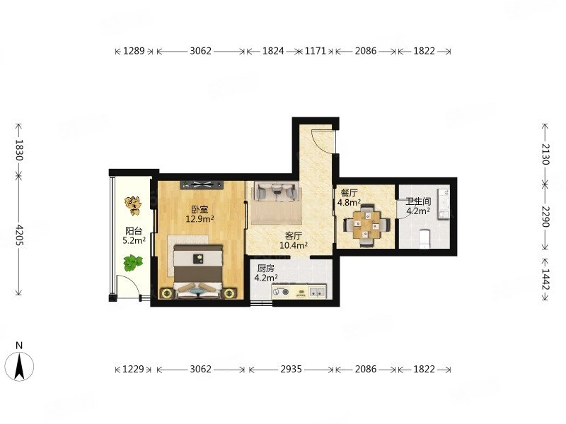 南珠苑1室1厅1卫58.52㎡西245万