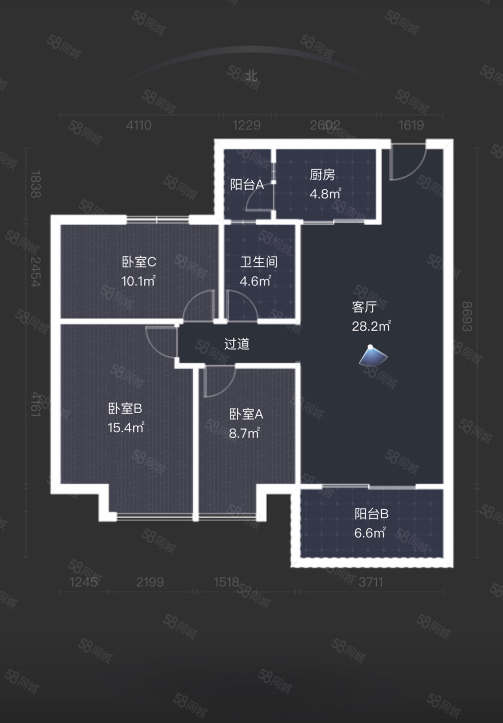 碧桂园钻石郡(公寓住宅)3室2厅2卫110㎡南北59.8万