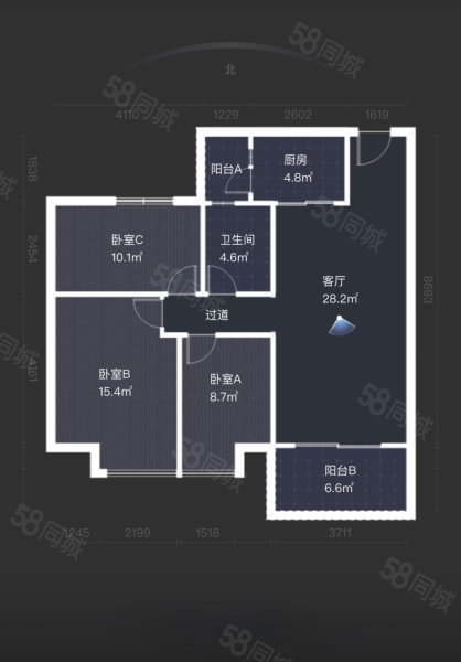 碧桂园钻石郡(公寓住宅)3室2厅2卫110㎡南北59.8万