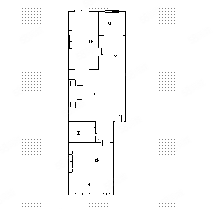 环山路小区2室2厅1卫85.78㎡南北156万