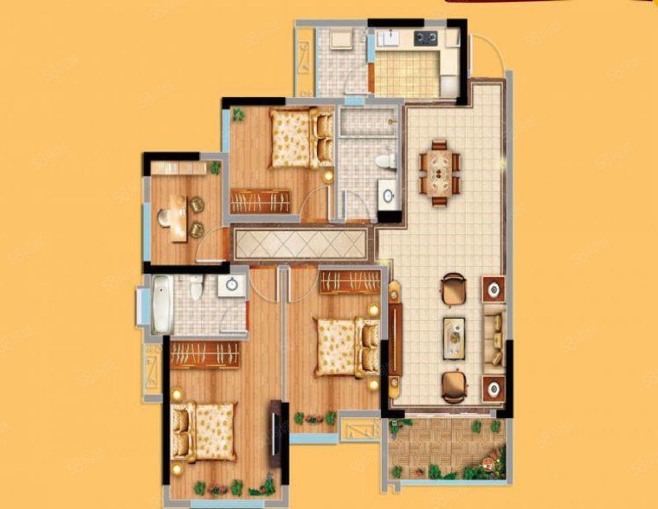 【10图】自贸区 现房 4房 单价5000多,天瑞御城-泸州58同城