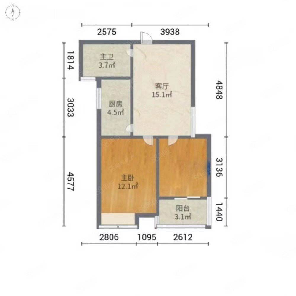 滨湖顺园(南区)2室2厅1卫63㎡南北62万