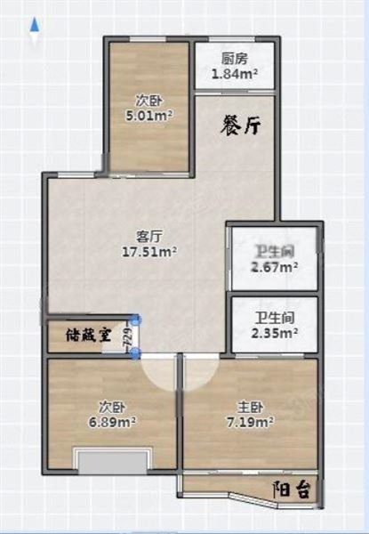 卧云西苑3室2厅2卫100.67㎡南北111万