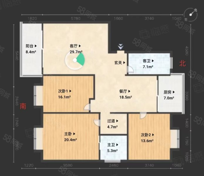 华光城(华绣巷)3室2厅2卫137.82㎡南288万