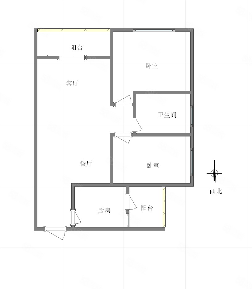 东和院2室2厅1卫74㎡南北120万