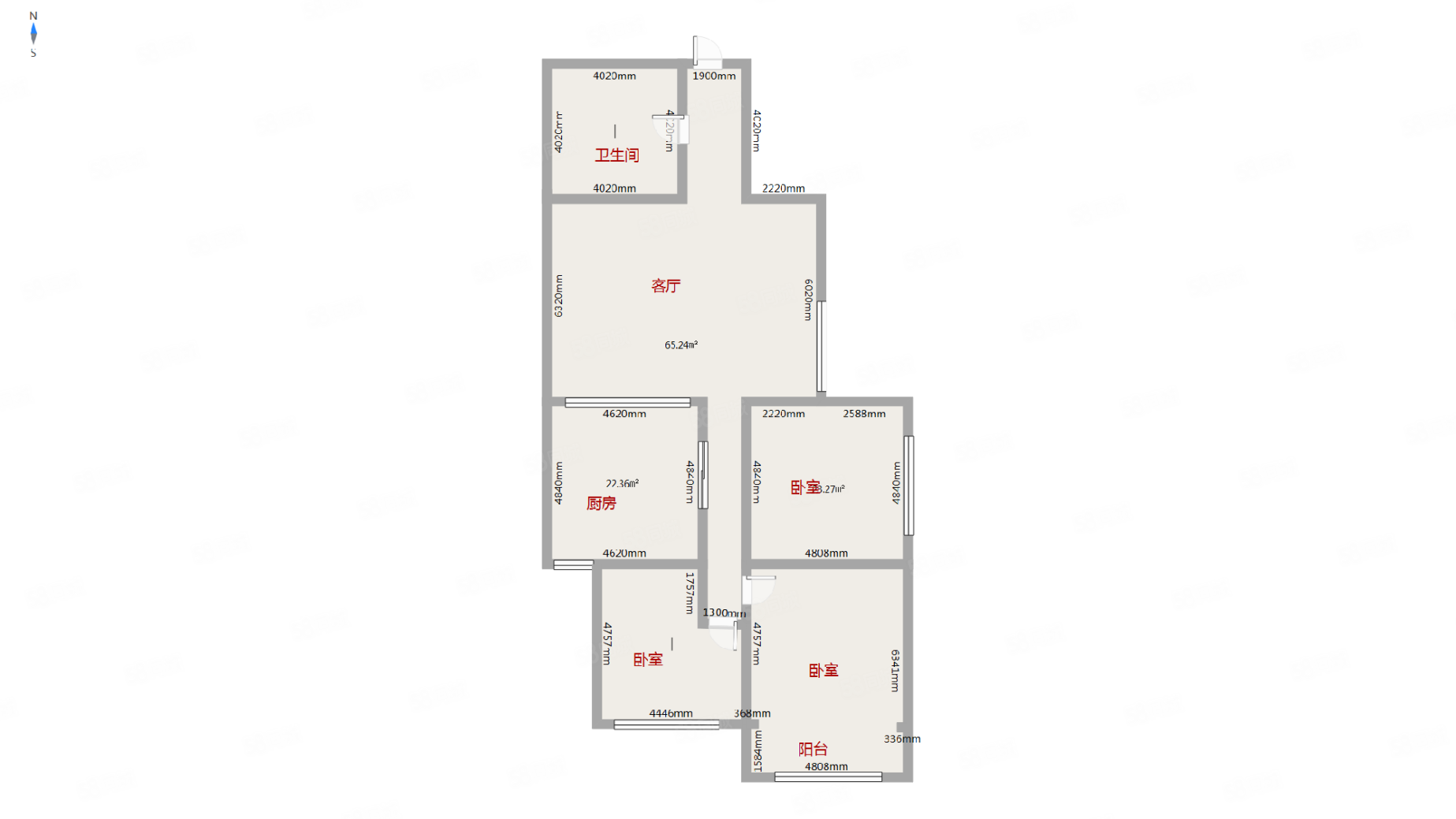艺轩公寓3室2厅1卫115㎡南北58万