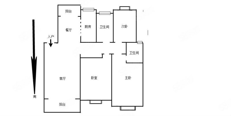 徐汇新城(公寓住宅)3室2厅2卫121.38㎡南北980万
