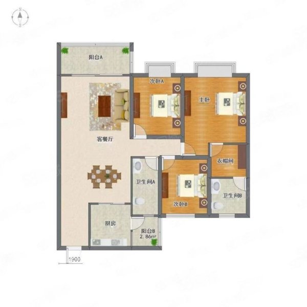 和悦苑3室2厅2卫87㎡南109万