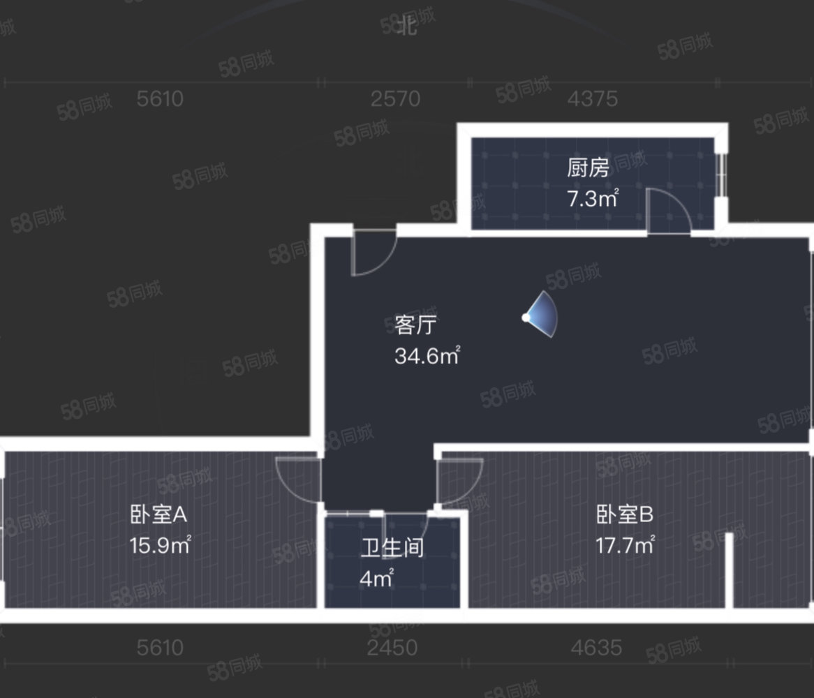 名仕家园2室2厅1卫109㎡南北82万