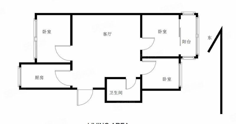 大通小区3室1厅1卫80㎡南北115万