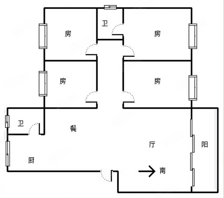 修试小区4室2厅2卫105㎡南北43万