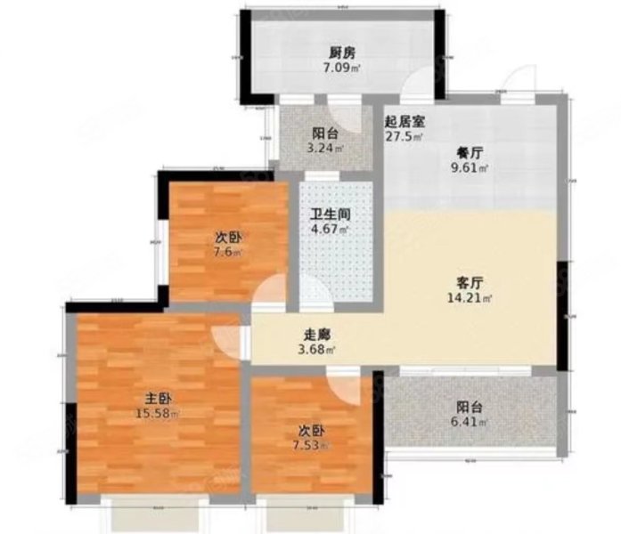 龙光碧桂园悦府3室2厅2卫95.74㎡南68万