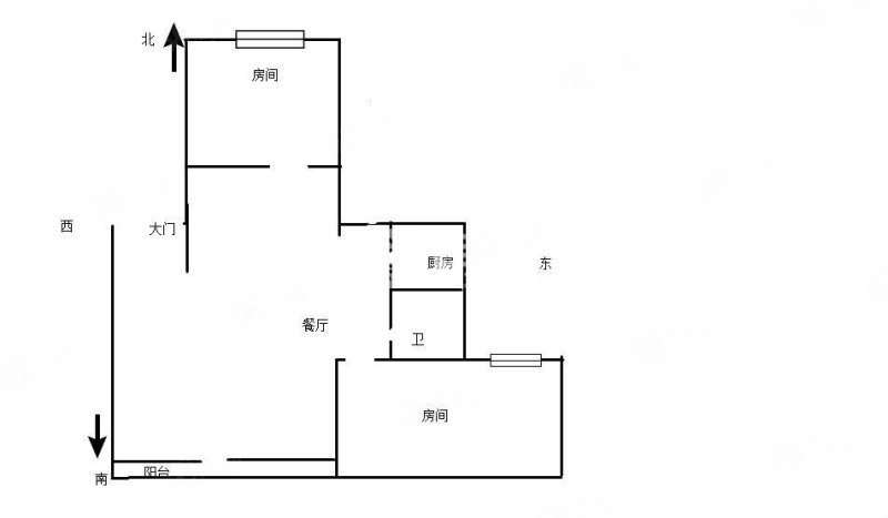 中南大市场2室2厅1卫84㎡南北33万