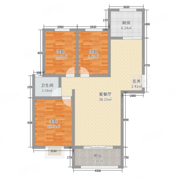 鸿博家园3室2厅1卫110㎡东60万