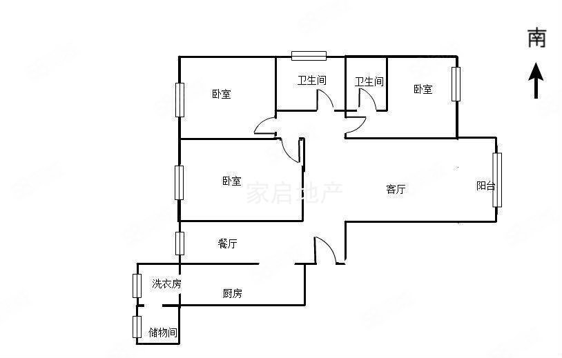 恒大绿洲3室2厅2卫148.92㎡南北92万