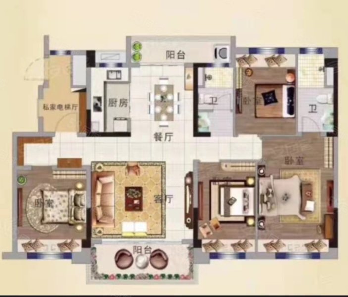 碧桂园世纪城邦4室2厅2卫142㎡南北75万