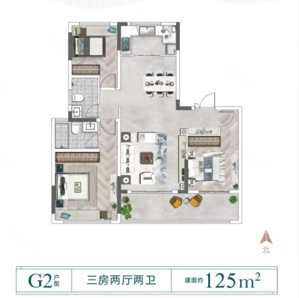 国投鹿上公馆3室2厅2卫125㎡南北66万