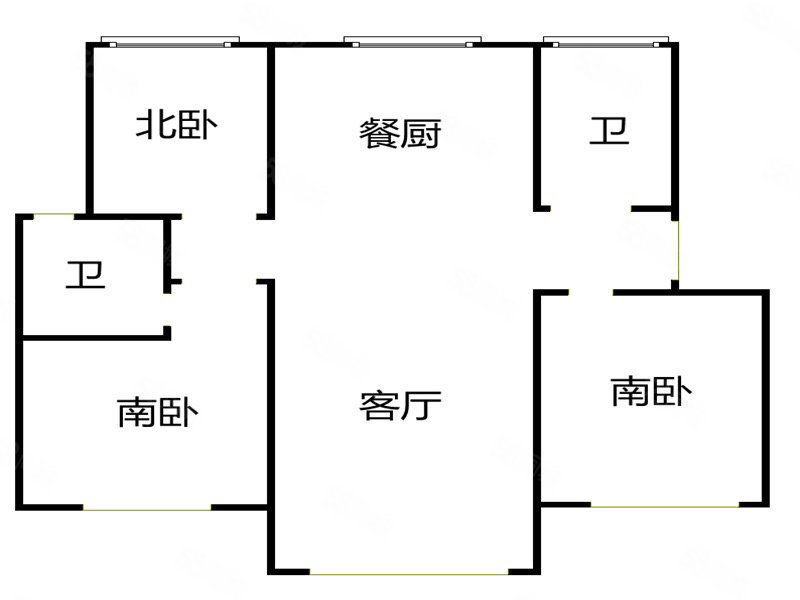 上海花园(东区)3室2厅2卫122.49㎡南北90万