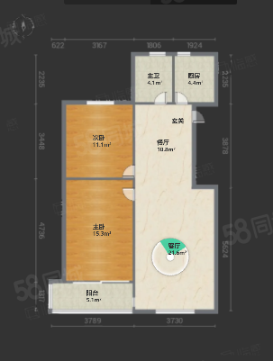 龙柏四村2室2厅1卫100㎡南北465万