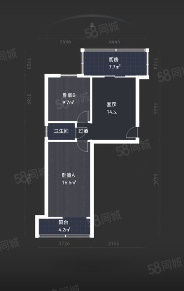 庆和小区2室1厅1卫60.46㎡南99万