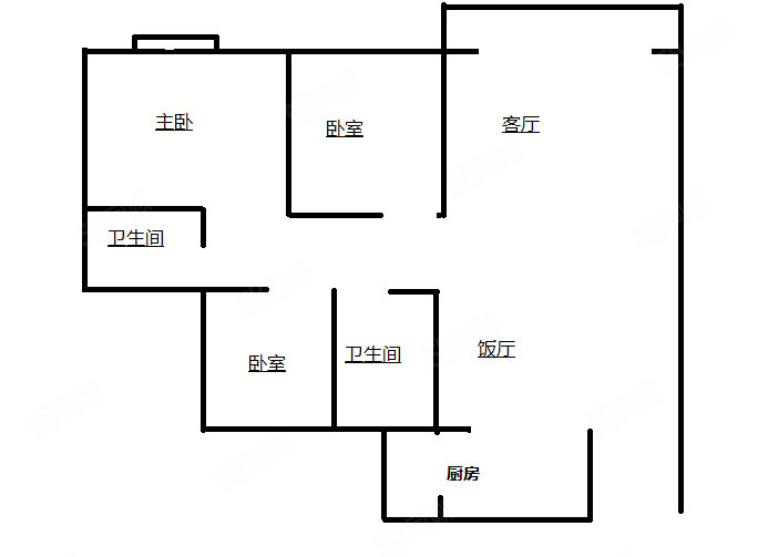 中华奥城(三期)3室2厅2卫95㎡南北63.8万