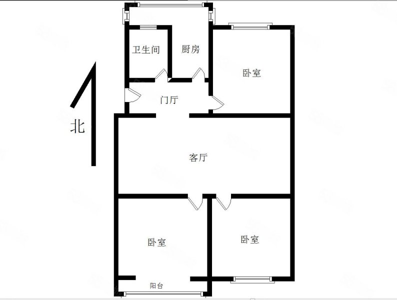 后园馨园小区(BC区)3室2厅1卫126㎡南北96万