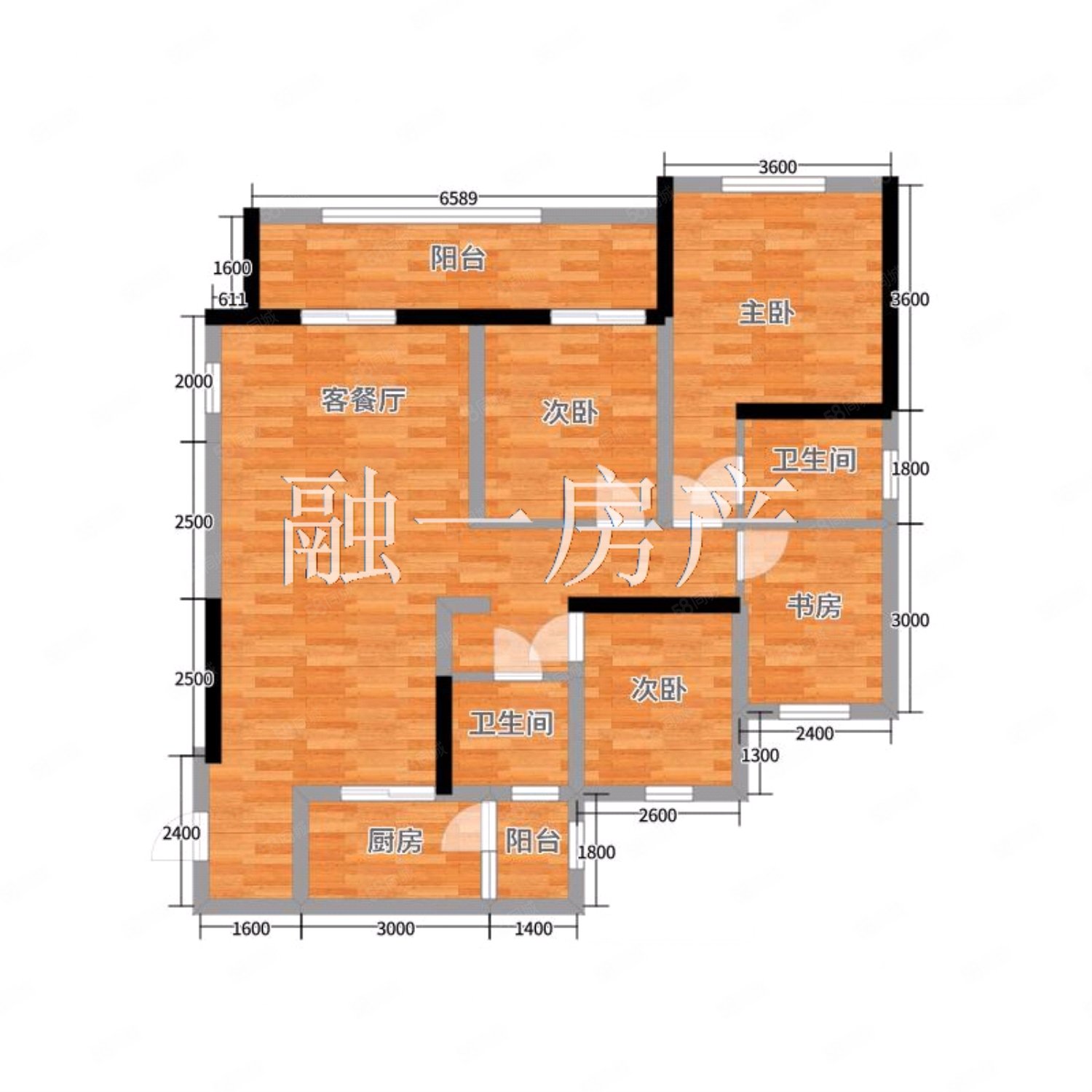 仟坤天朗4室2厅2卫111㎡南北69.8万