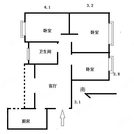 加州花园 3室2厅 92万元 毛坯