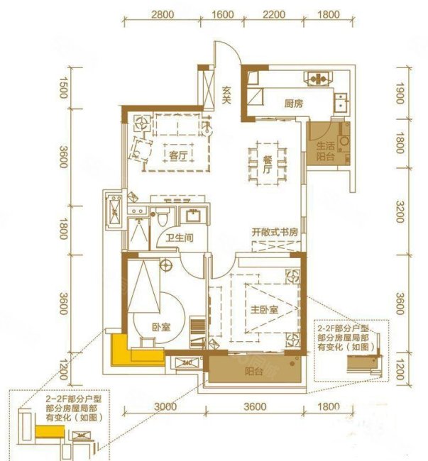 万科金色海蓉三期2室2厅1卫88㎡东248万