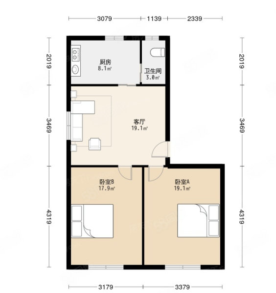 华光路37号院2室2厅1卫78㎡南北45万