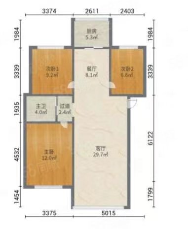 西城华府3室2厅1卫113㎡南北79.5万