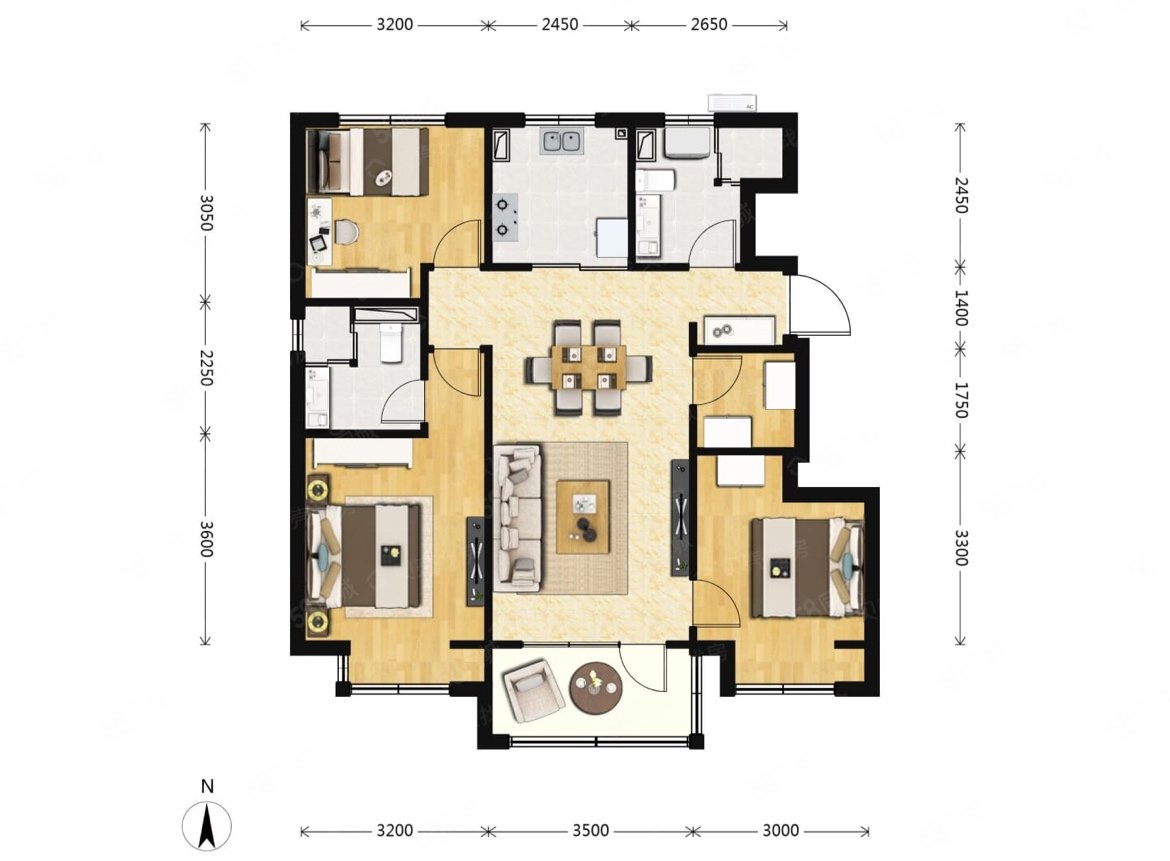 公園和御3室2廳1衛(wèi)95㎡南北340萬(wàn)